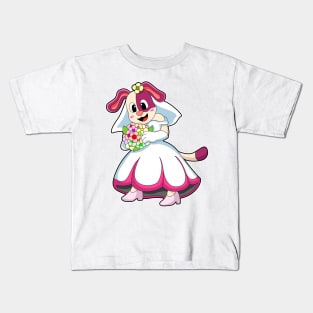 Dog as Bride with Wedding dress & Flowers Kids T-Shirt